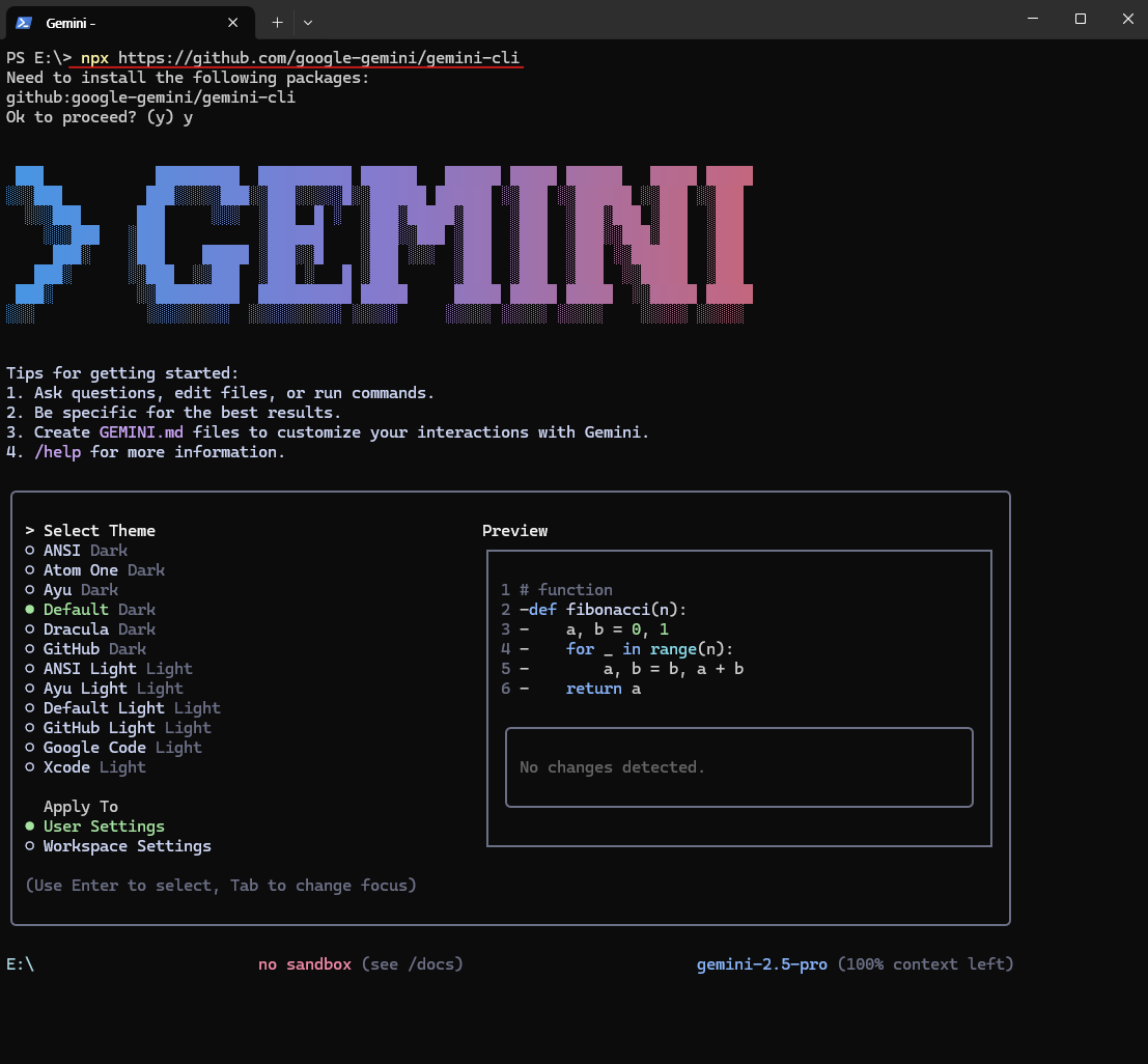 Gemini CLI 실행(1)